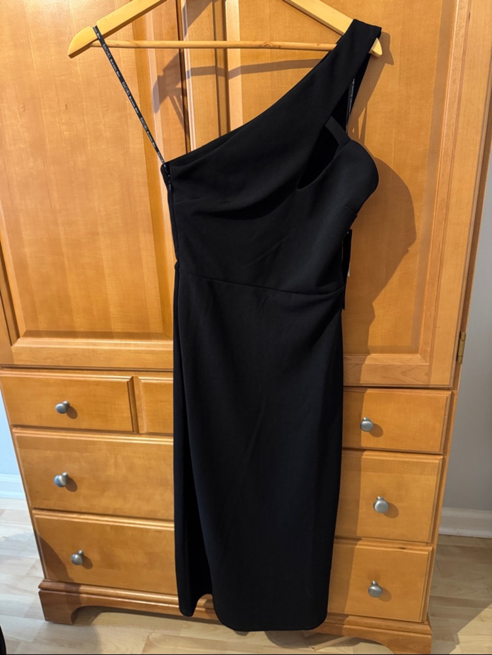 RACHEL Rachel Roy Black One-Shoulder Midi Dress